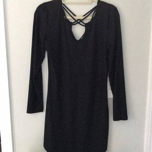 Criss cross form fitting black dress